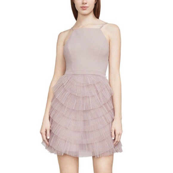 bcbg pleated tulle mini dress